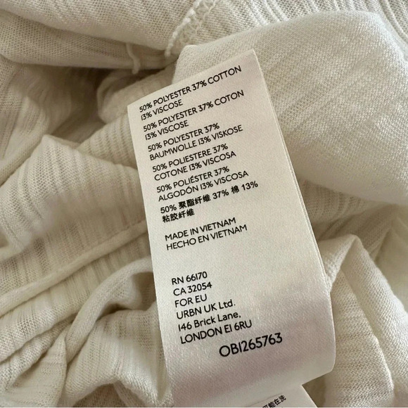 We the Free People size Large Cream Slub Knit Tunic Top Cotton Knit Thumbholes L - Picture 5 of 6